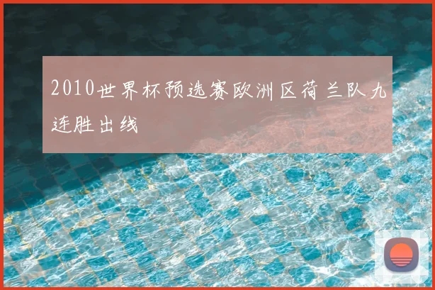 2010世界杯预选赛欧洲区荷兰队九连胜出线